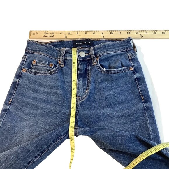 Aeropostale High Rise Jegging Blue Denim Jeans Stretch Womens Size 0 - Picture 4 of 9